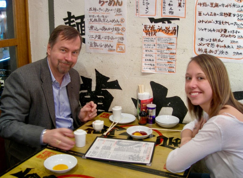 Kristi and Paul at Man Riki Ya Noodle House, Azabujuban, Tokyo, Japan