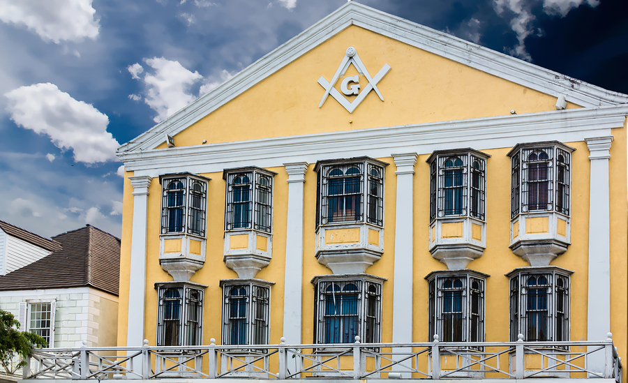 An Old Plaster Yellow Mason Building, Nassau, The Bahamas