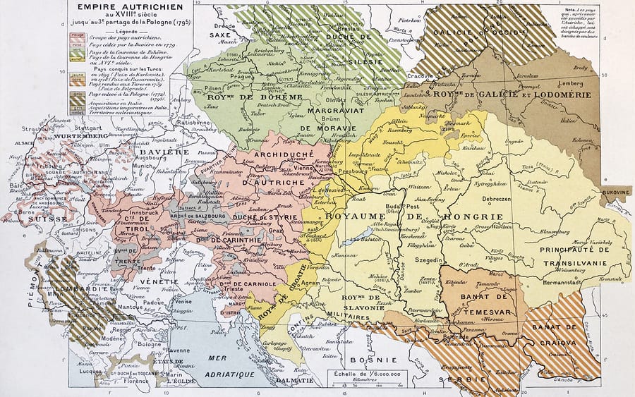 Austrian Empire Map, 1894