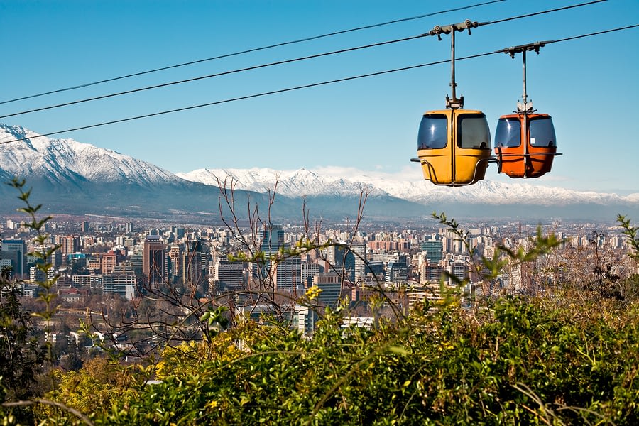 Aerial View from San Cristobal Hill Cable Lift, Santiago, Chile
