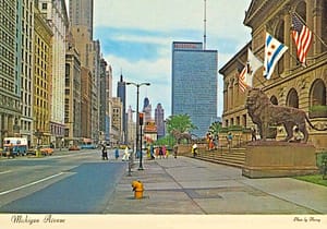Postcard of Michigan Ave. Looking North from Art Institute, Chicago, Illinois, 1961