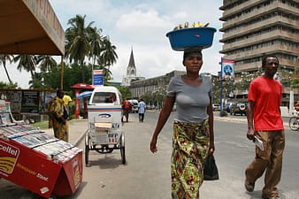Woman Carries Cargo on Her Head, Dar es Salaam, Tanzania