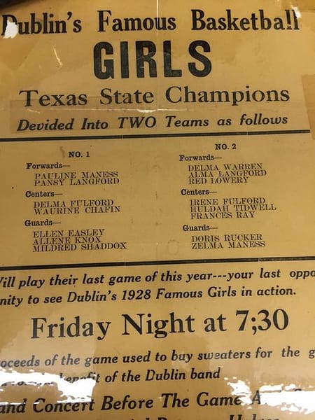 Girls Basketball 1928, Dublin Historical Museum, Texas