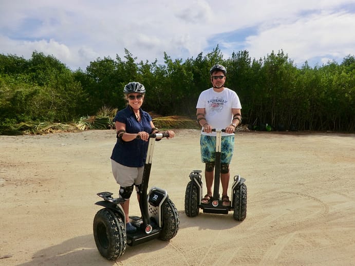 First Time Madeline and Paul Kay on Segways, Hacienda Tres Rios, Playa del Carmen, Mexico