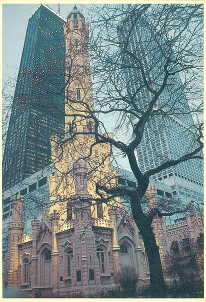 John Hancock Center and Old Water Tower, Chicago, Illinois, 1960s