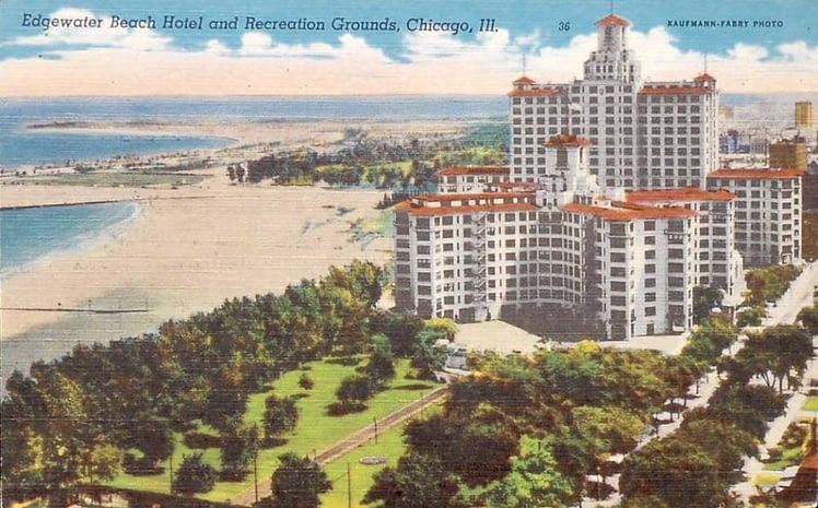 Postcard, Edgewater Beach Hotel, Chicago, Illinois, c1950