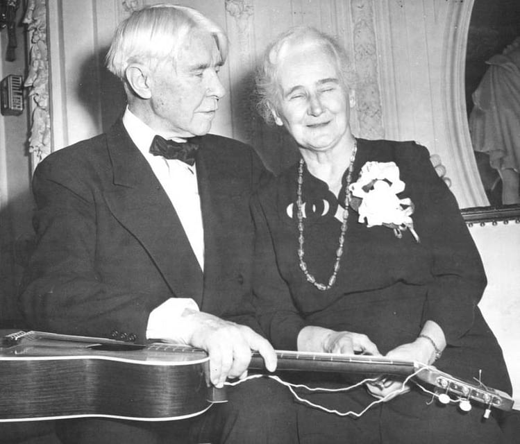 Photo of Carl Sandburg and his Guitar and his Wife, Chicago, 1952