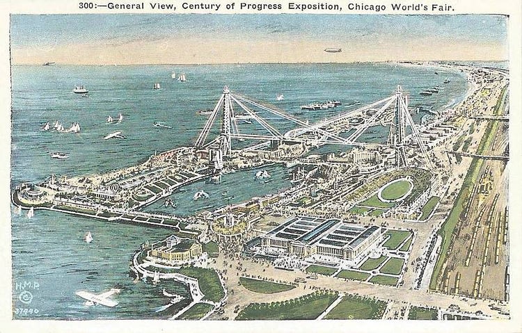 Postcard of an Aerial View of the Century of Progress Exposition, Chicago, Illinois, 1933