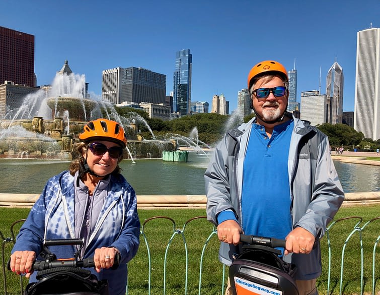 Paul and Madeline at Buckingham Fountain on Absolutely Chicago Segway Tours, Chicago, Illinois