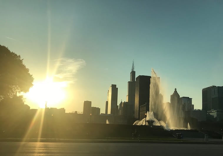 Sunset, Buckingham Fountain, Chicago, Illinois